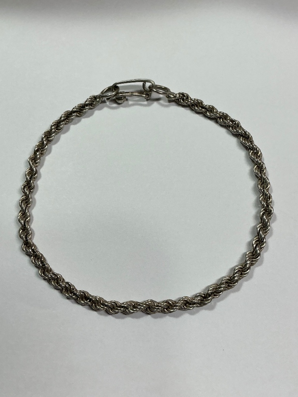Sterling Silver Rope Style Bracelet. 7.5 inches long